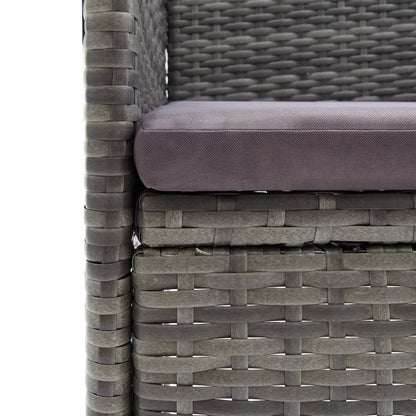 Set Pranzo da Giardino 9 pz con Cuscini in Polyrattan Grigio | homemem39
