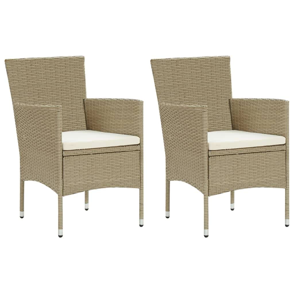 Set da Pranzo da Giardino 3 pz con Cuscini in Polyrattan Beige - homemem39