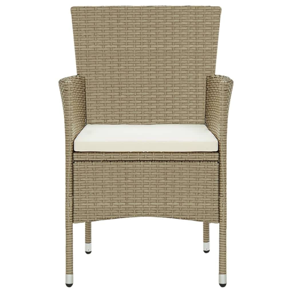 Set da Pranzo da Giardino 3 pz con Cuscini in Polyrattan Beige - homemem39