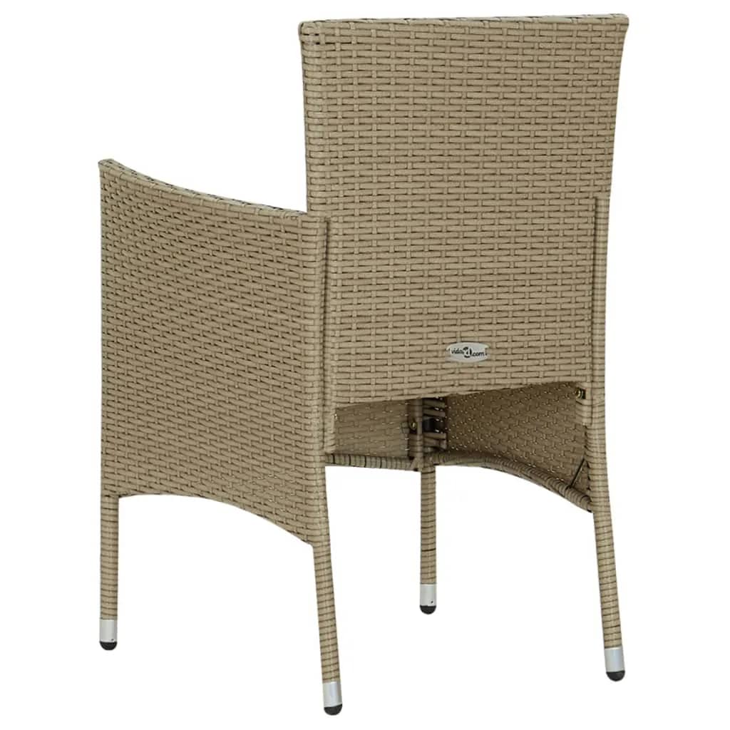 Set Pranzo da Giardino 5 pz con Cuscini in Polyrattan Beige - homemem39