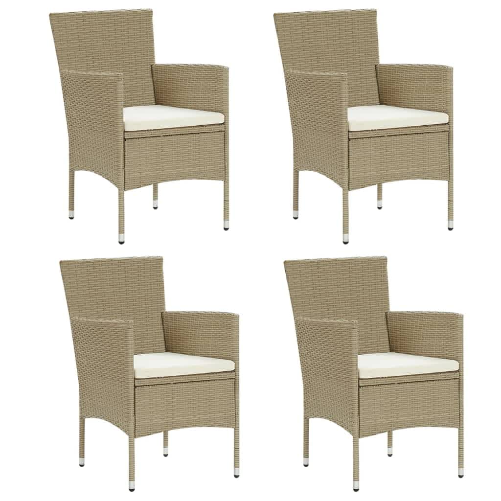 Set Pranzo da Giardino 5 pz con Cuscini in Polyrattan Beige | homemem39