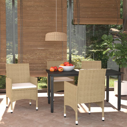 Set Pranzo da Giardino 5 pz con Cuscini in Polyrattan Beige - homemem39