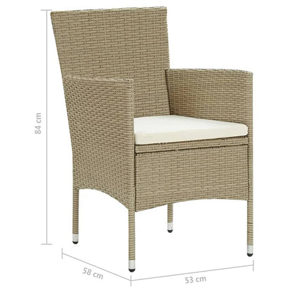 Set da Pranzo da Giardino 7 pz con Cuscini in Polyrattan Beige | homemem39