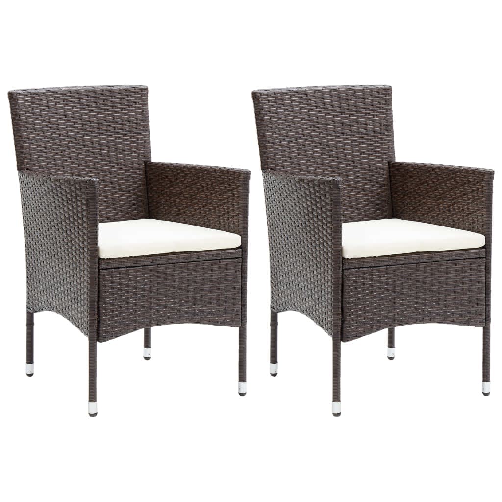 Set da Pranzo da Giardino 3pz con Cuscini in Polyrattan Marrone - homemem39