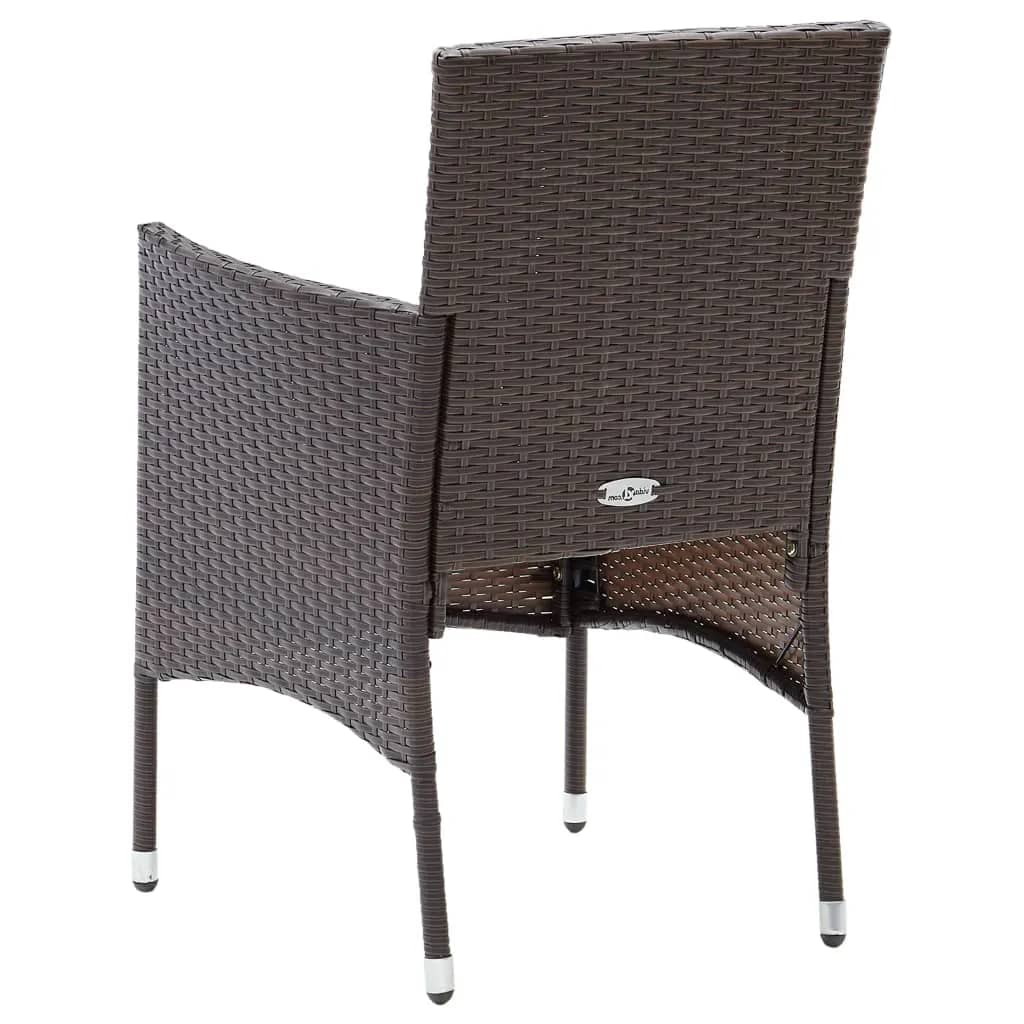Set da Pranzo da Giardino 3pz con Cuscini in Polyrattan Marrone - homemem39