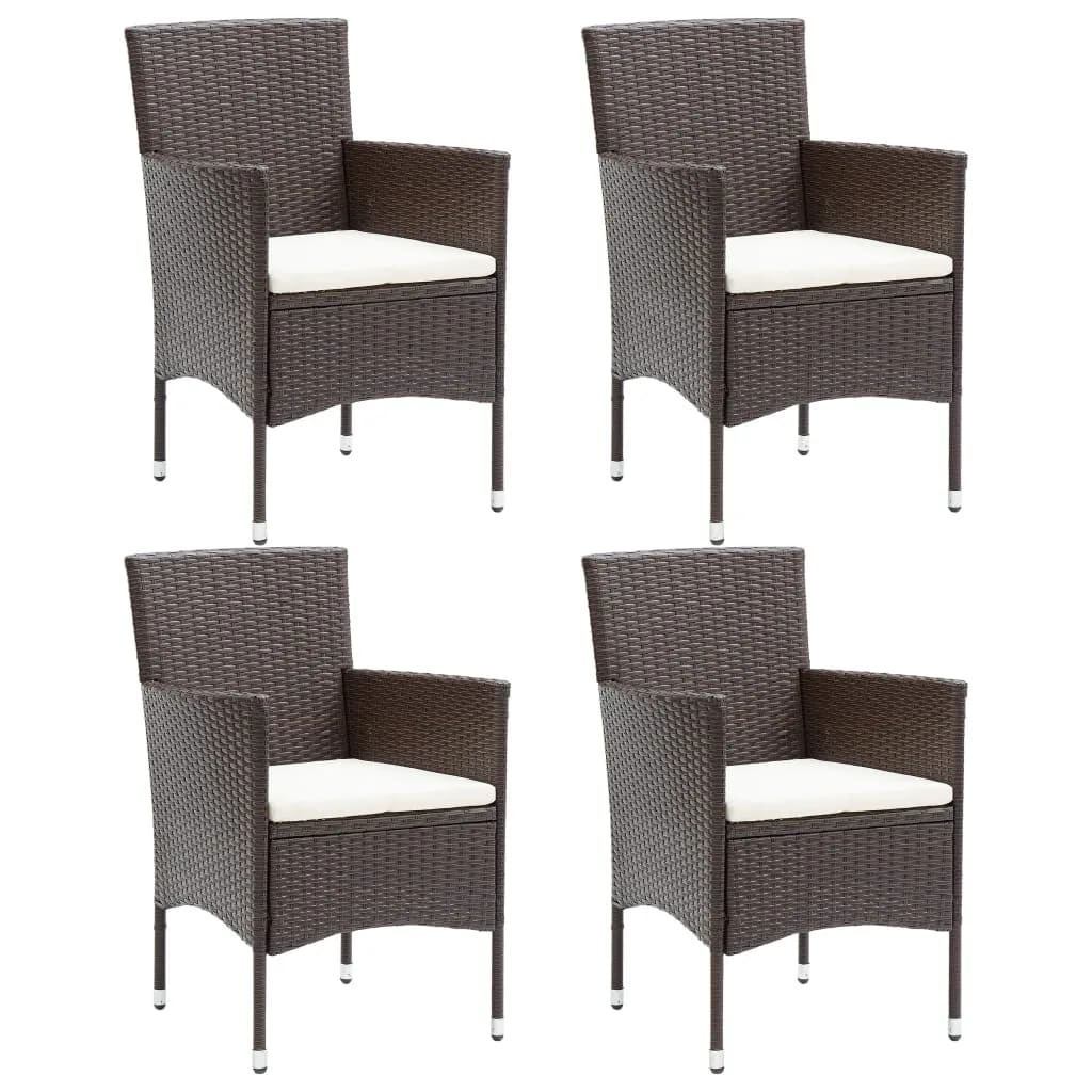 Set da Pranzo per Giardino 5 pz con Cuscini Polyrattan Marrone | homemem39