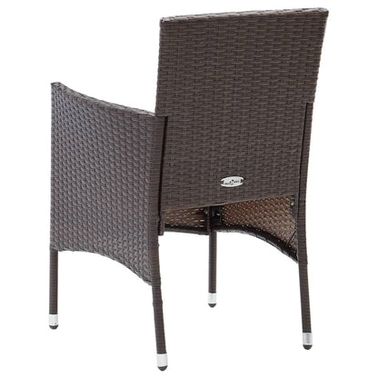 Set da Pranzo per Giardino 5 pz con Cuscini Polyrattan Marrone | homemem39