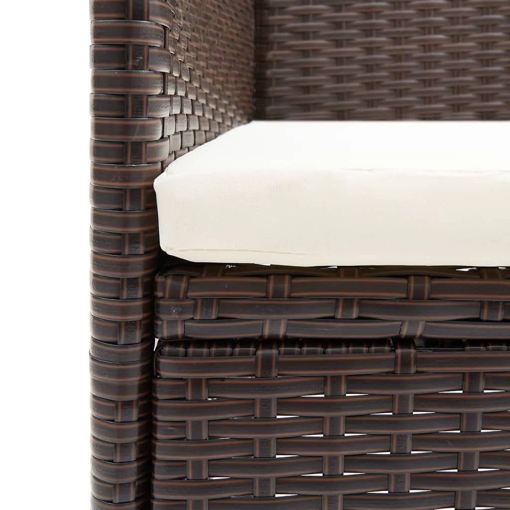 Set da Pranzo per Giardino 5 pz con Cuscini Polyrattan Marrone | homemem39