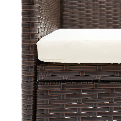 Set da Pranzo per Giardino 5 pz con Cuscini Polyrattan Marrone | homemem39