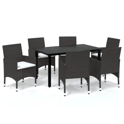 Set da Pranzo da Giardino 7 pz con Cuscini Polyrattan Marrone - homemem39