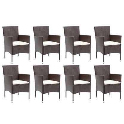 Set Pranzo da Giardino 9 pz con Cuscini in Polyrattan Marrone | homemem39