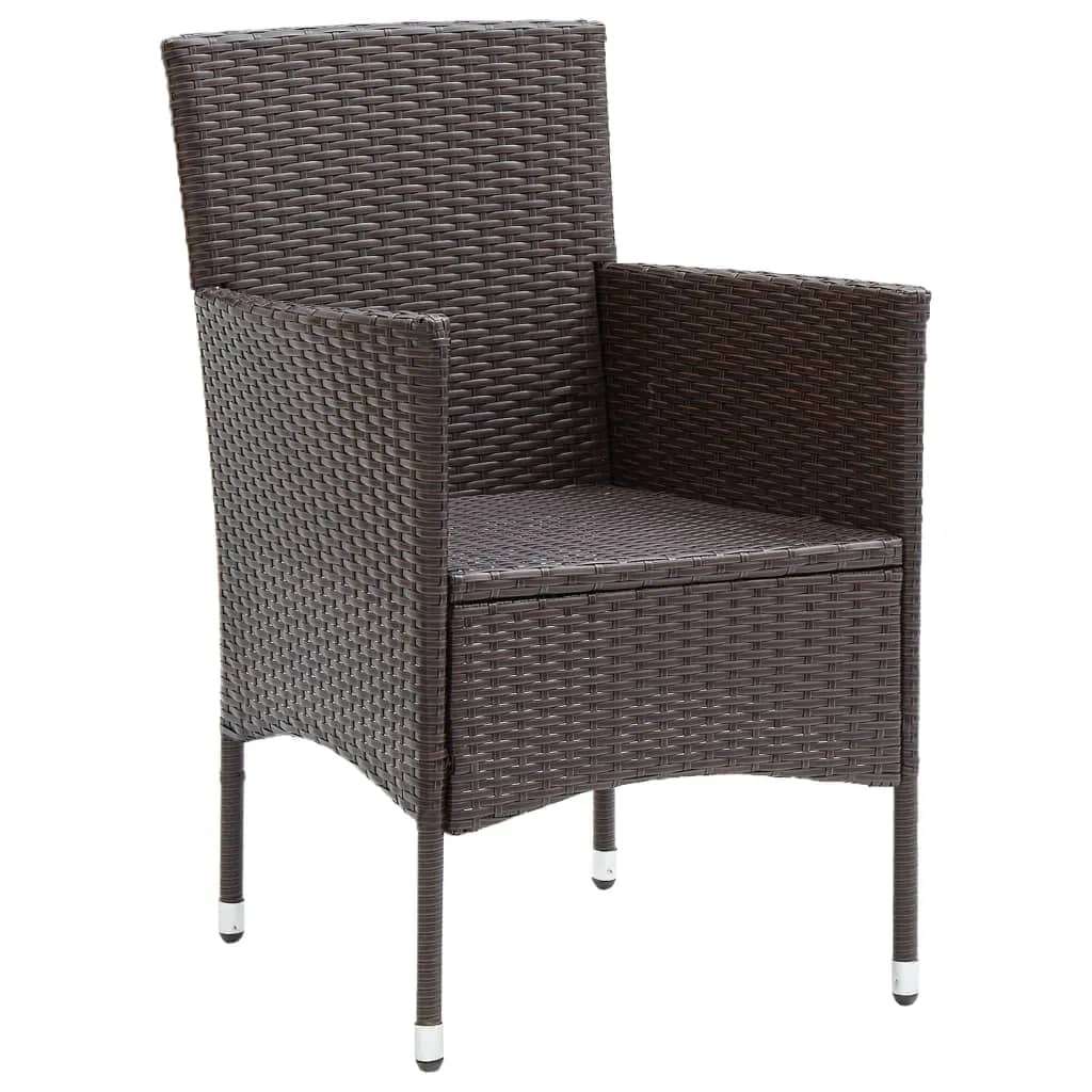 Set Pranzo da Giardino 9 pz con Cuscini in Polyrattan Marrone | homemem39