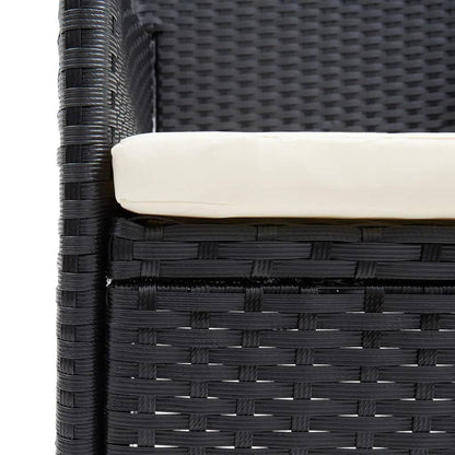 Set Pranzo da Giardino 9 pz con Cuscini in Polyrattan Nero | homemem39