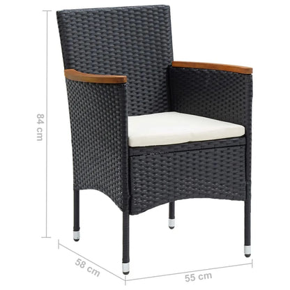 Set Pranzo da Giardino 9 pz con Cuscini in Polyrattan Nero | homemem39