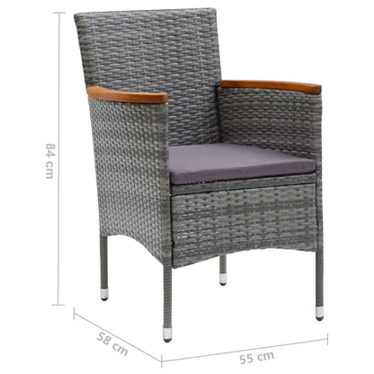 Set Pranzo da Giardino 9 pz con Cuscini in Polyrattan Grigio - homemem39