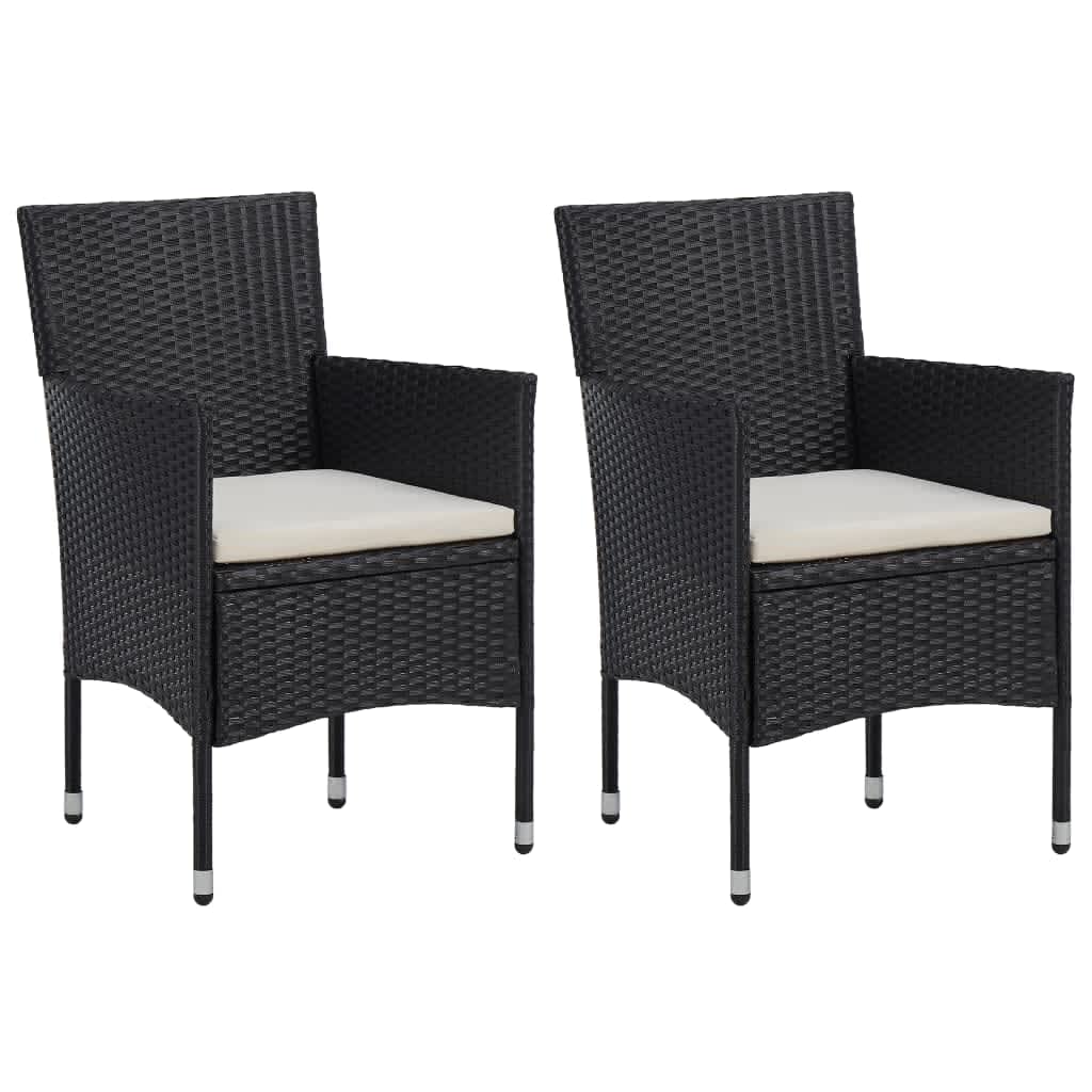 Set da Pranzo per Giardino 3 pz con Cuscini Polyrattan Nero - homemem39