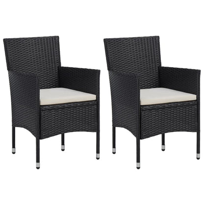 Set da Pranzo per Giardino 3 pz con Cuscini Polyrattan Nero - homemem39