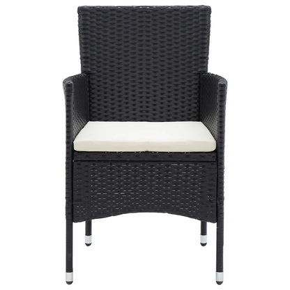 Set da Pranzo per Giardino 3 pz con Cuscini Polyrattan Nero