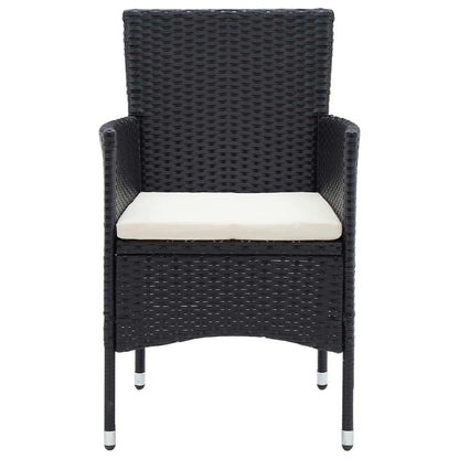 Set da Pranzo per Giardino 5 pz con Cuscini Polyrattan Nero