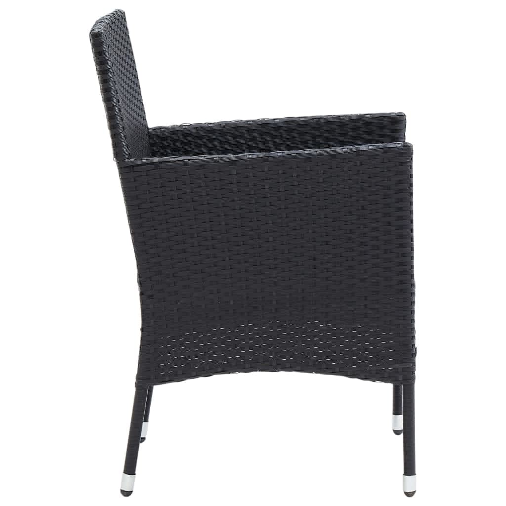 Set da Pranzo per Giardino 5 pz con Cuscini Polyrattan Nero | homemem39