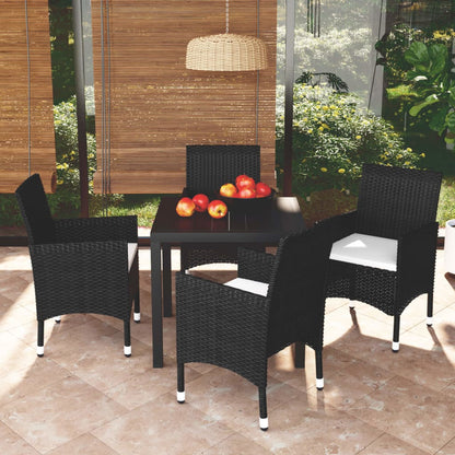 Set da Pranzo per Giardino 5 pz con Cuscini Polyrattan Nero | homemem39