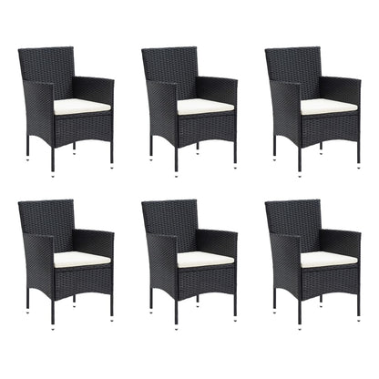 Set da Pranzo per Giardino 7 pz con Cuscini Polyrattan Nero | homemem39