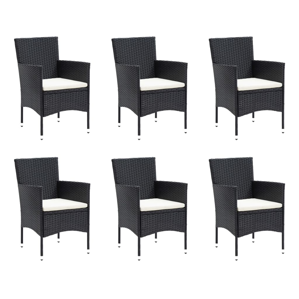 Set Pranzo da Giardino 9 pz con Cuscini in Polyrattan Nero | homemem39