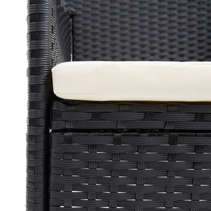 Set Pranzo da Giardino 9 pz con Cuscini in Polyrattan Nero | homemem39
