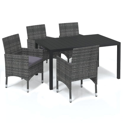 Set da Pranzo per Giardino 5 pz con Cuscini Polyrattan Grigio | homemem39