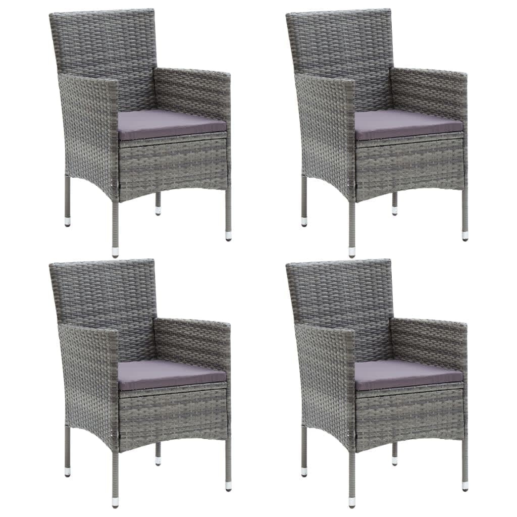 Set da Pranzo per Giardino 5 pz con Cuscini Polyrattan Grigio | homemem39