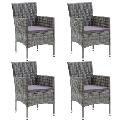 Set da Pranzo per Giardino 5 pz con Cuscini Polyrattan Grigio | homemem39
