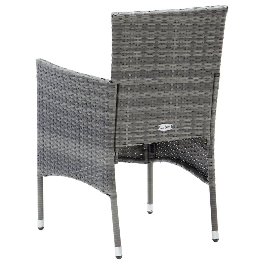 Set da Pranzo per Giardino 5 pz con Cuscini Polyrattan Grigio | homemem39
