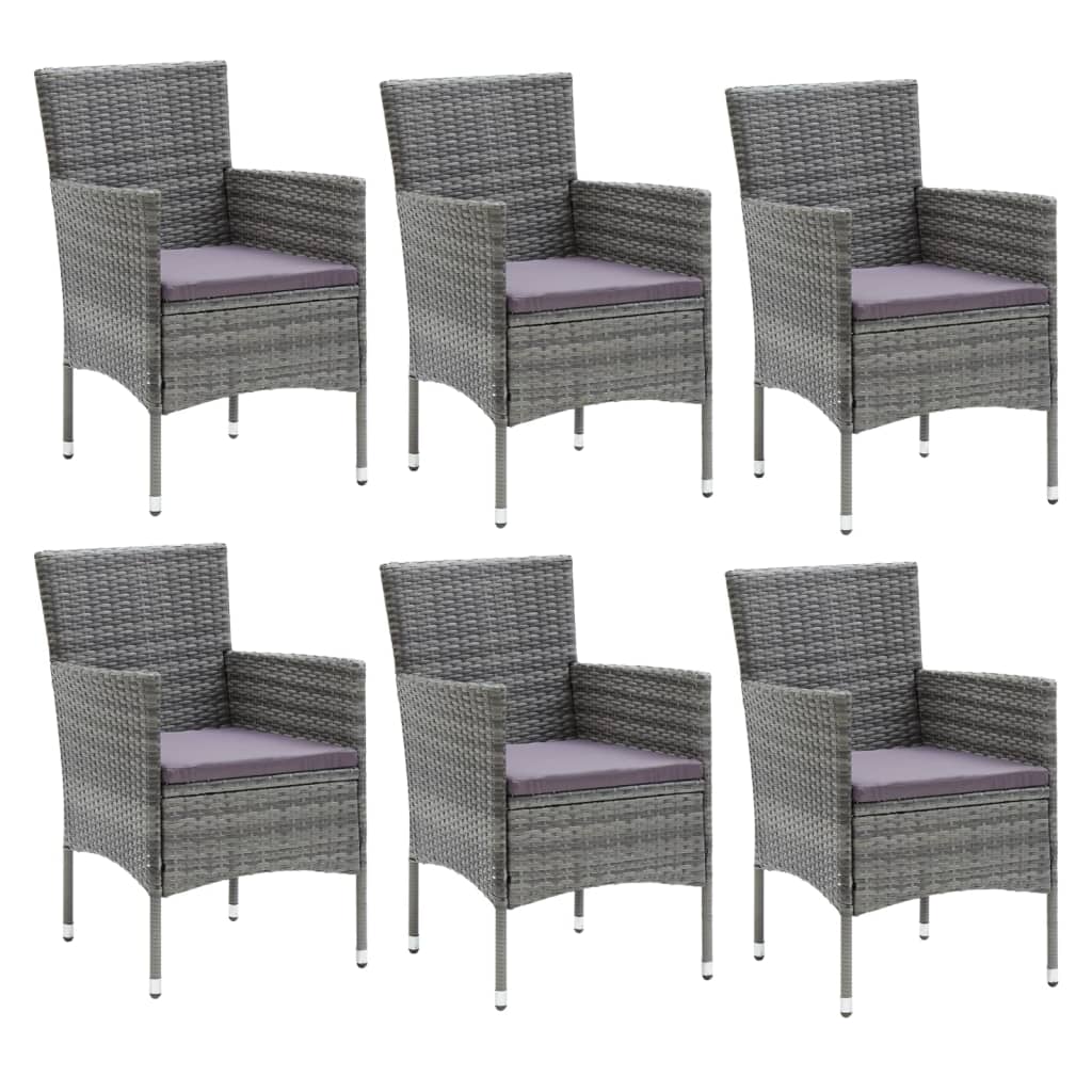Set da Pranzo per Giardino 7 pz con Cuscini Polyrattan Grigio | homemem39