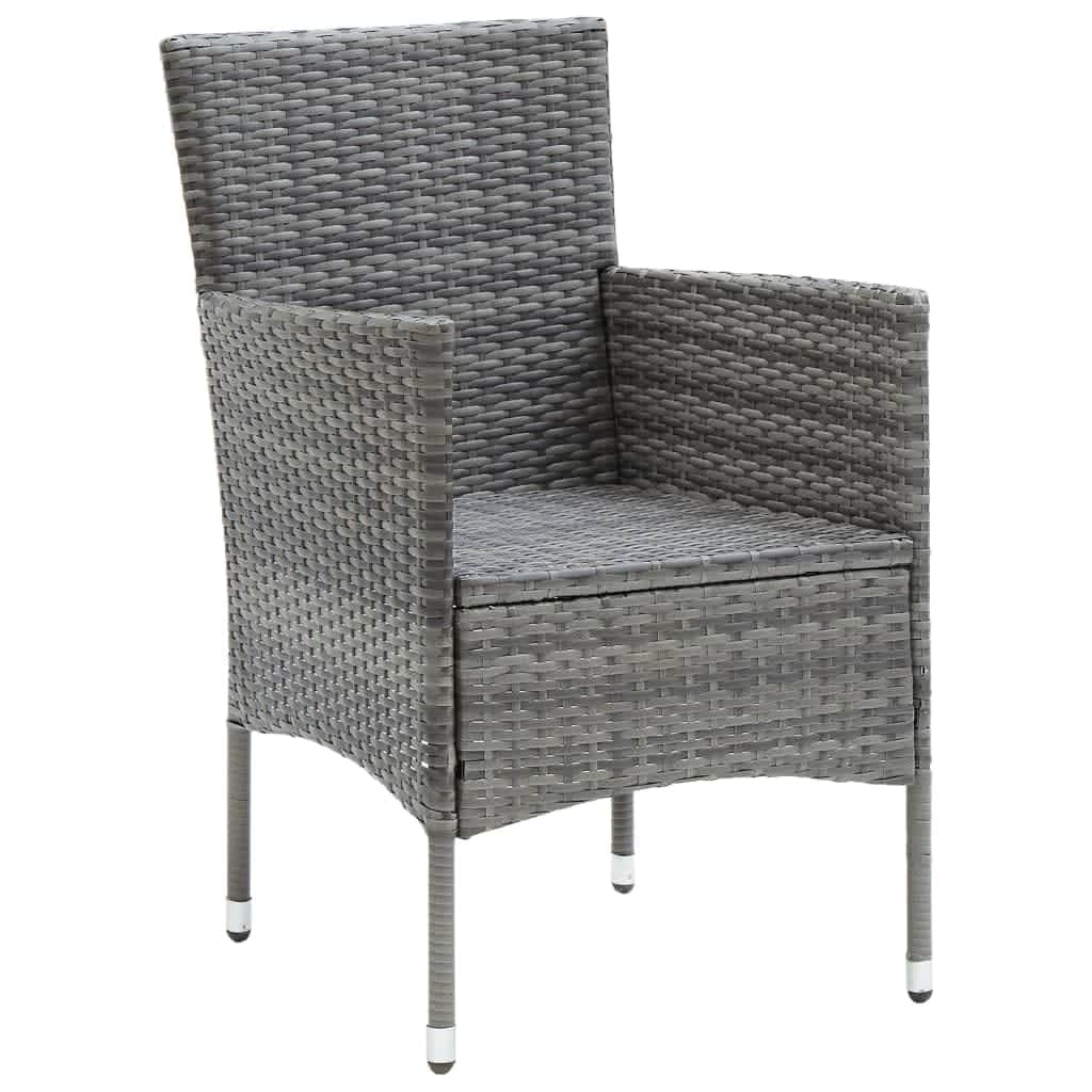 Set da Pranzo per Giardino 7 pz con Cuscini Polyrattan Grigio | homemem39