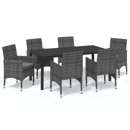 Set da Pranzo per Giardino 7 pz con Cuscini Polyrattan Grigio - homemem39