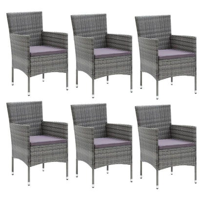 Set da Pranzo per Giardino 7 pz con Cuscini Polyrattan Grigio | homemem39