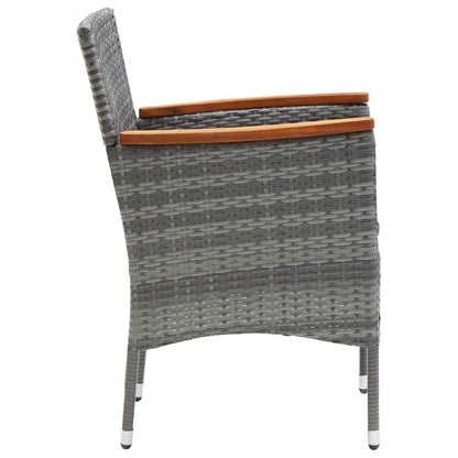 Set da Pranzo per Giardino 3 pz con Cuscini Polyrattan Grigio