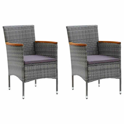 Set da Pranzo per Giardino 3 pz con Cuscini Polyrattan Grigio