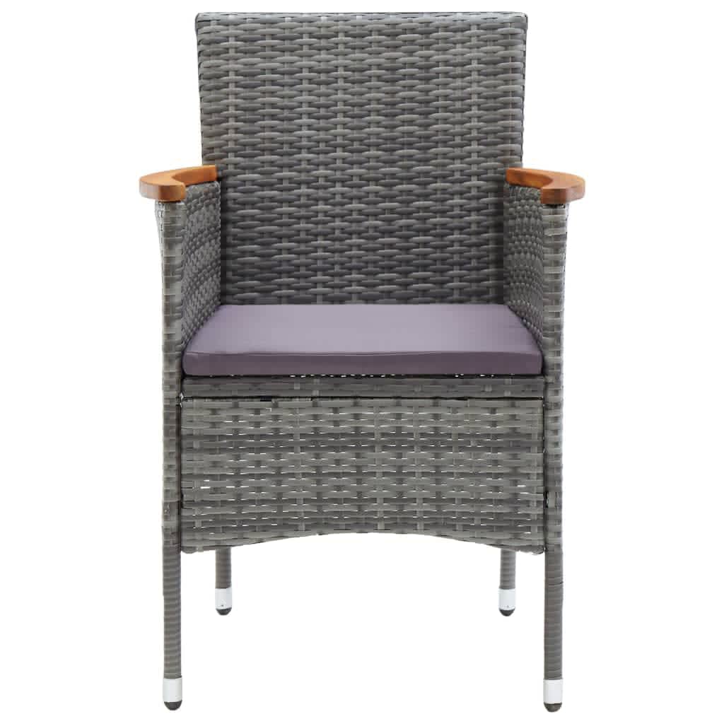 Set da Pranzo per Giardino 3 pz con Cuscini Polyrattan Grigio | homemem39