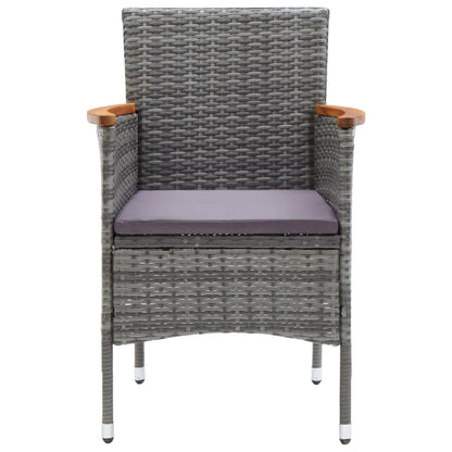 Set da Pranzo per Giardino 3 pz con Cuscini Polyrattan Grigio | homemem39