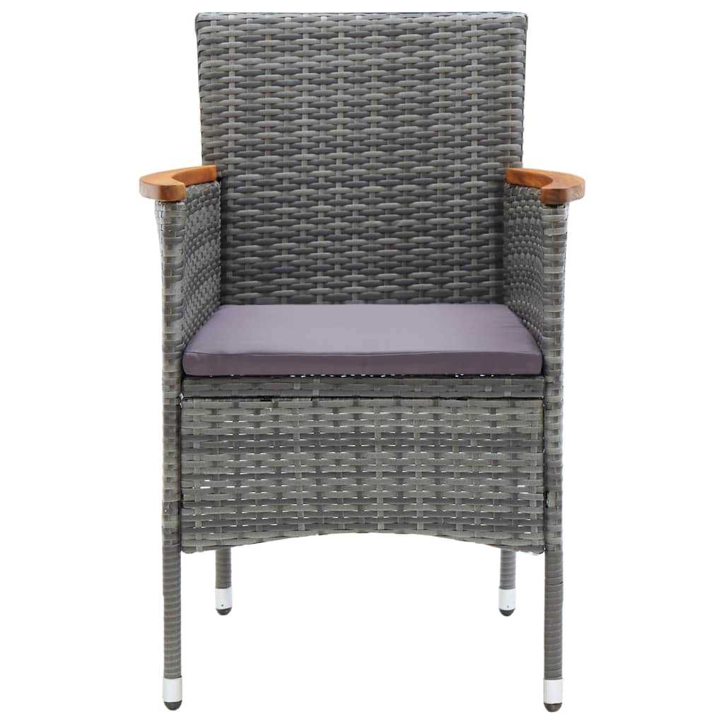 Set da Pranzo per Giardino 3 pz con Cuscini Polyrattan Grigio