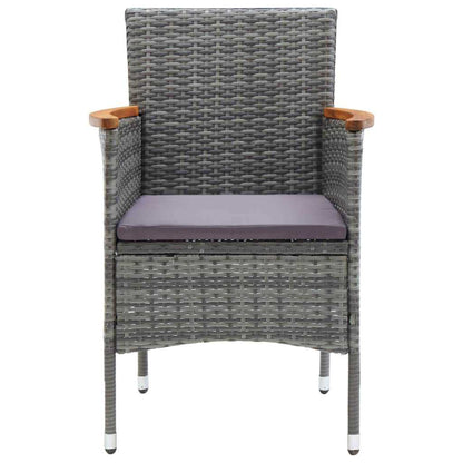 Set da Pranzo per Giardino 3 pz con Cuscini Polyrattan Grigio