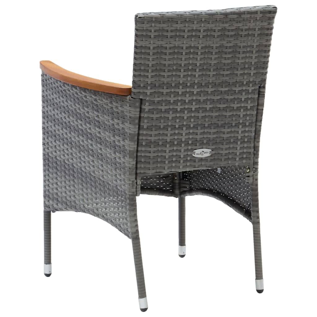 Set da Pranzo per Giardino 3 pz con Cuscini Polyrattan Grigio | homemem39