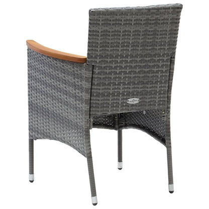 Set da Pranzo per Giardino 3 pz con Cuscini Polyrattan Grigio | homemem39