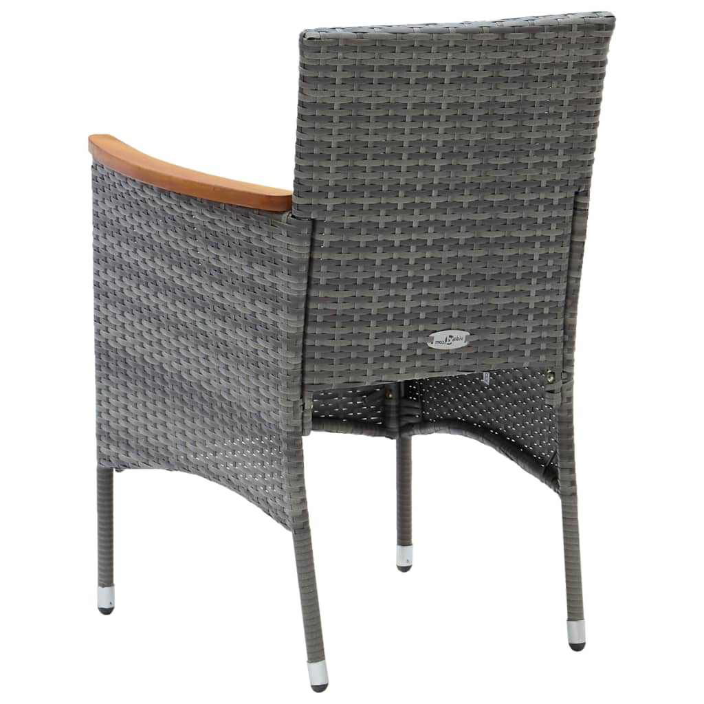 Set da Pranzo per Giardino 3 pz con Cuscini Polyrattan Grigio