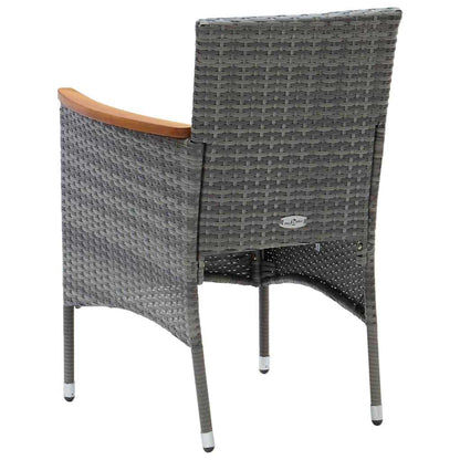 Set da Pranzo per Giardino 3 pz con Cuscini Polyrattan Grigio