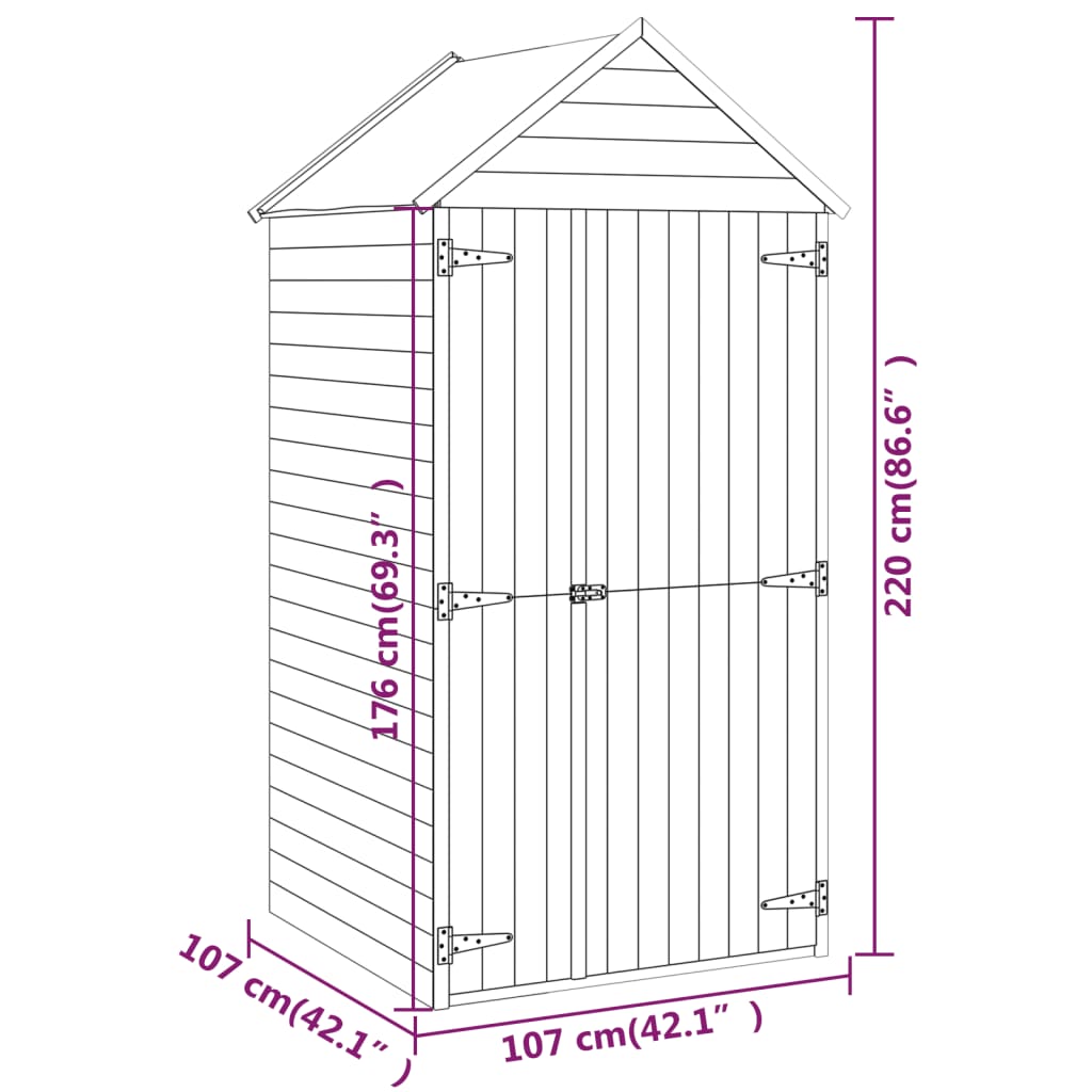 Ripostiglio Attrezzi Giardino con Porta 107x107x220 cm in Pino - homemem39
