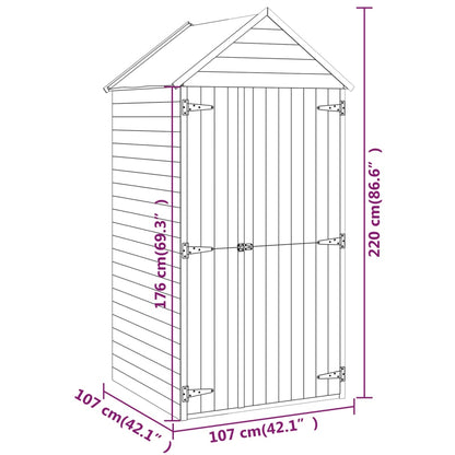 Ripostiglio Attrezzi Giardino con Porta 107x107x220 cm in Pino - homemem39