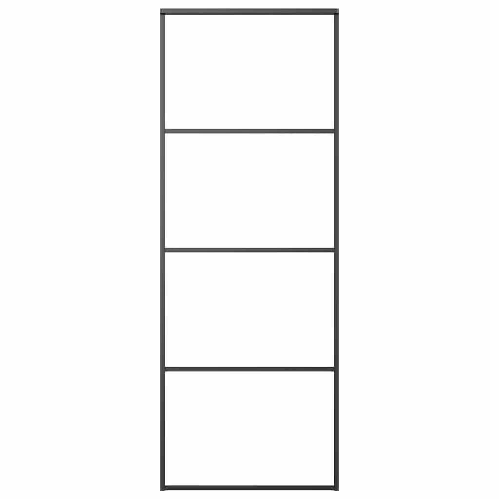 Porta Scorrevole Vetro Smerigliato ESG Alluminio 76x205 cm Nera - homemem39