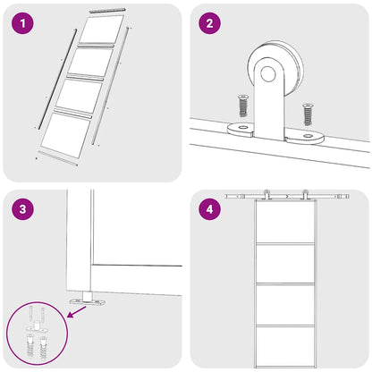 Porta Scorrevole Vetro Smerigliato ESG Alluminio 76x205 cm Nera - homemem39